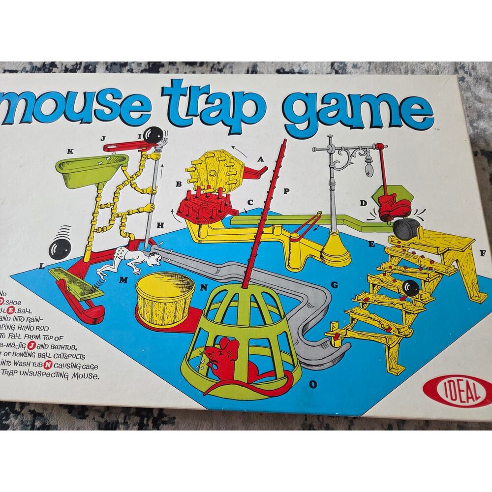 Vintage 1963 Mouse Trap Board Game Ideal - 100% Complete - All Pieces & Box